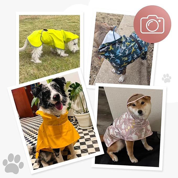 Dog Raincoat, Waterproof Windproof Dog Rain Jacket with Hood, Rain Coat with Leash Hole, Adjustable Raincoat Poncho for Small Medium Large Dogs Outdoor (Pink, M)