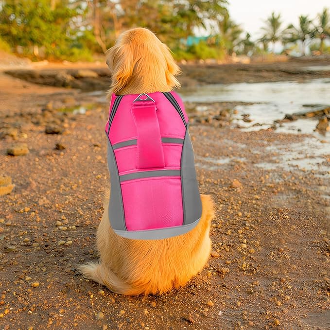 Mklhgty Dog Life Jacket for Swimming & Boating, Ripstop Safety Vest with Rescue Handle, High Buoyancy Preserver for Small Medium Large Dogs