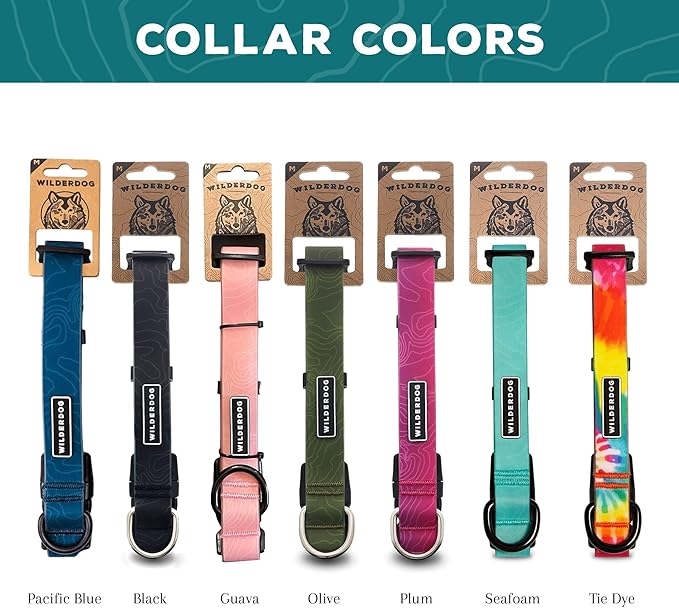 Wilderdog Waterproof Dog Collar - Repels Water & Dirt - Large 17"-24" - Tie Dye