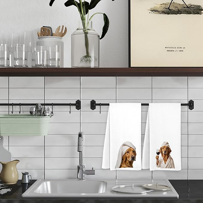 Funny Golden Retriever Bathroom Hand Towels, Dog Bathroom Decor, Trendy Golden Retriever Hand Towels for Bath Room Washroom Spa Gym Decor, 16x24 Inch Set of 2