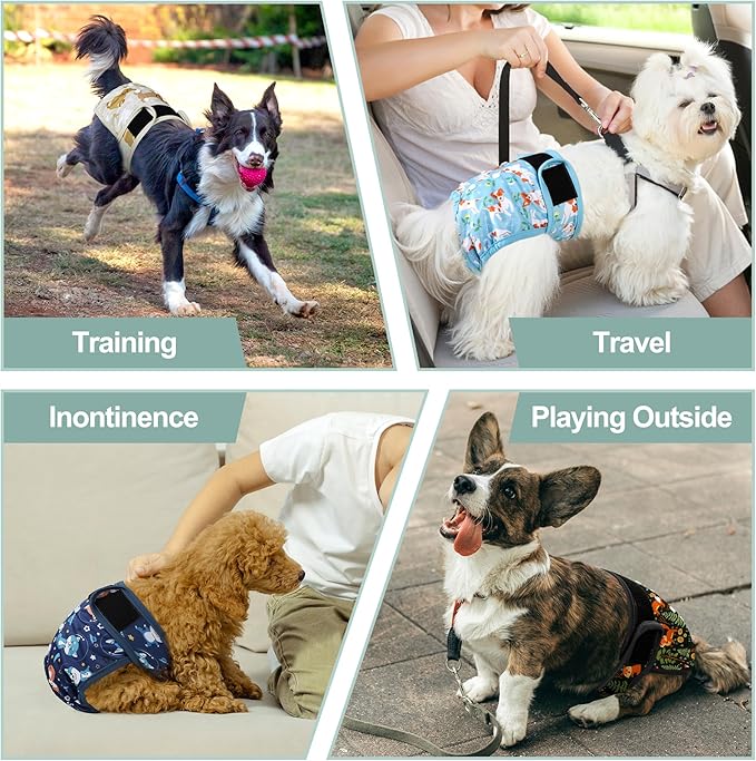 Female Dog Diapers 5Pcs - Premium Reusable Diapers for Doggie in Heat - Highly Absorbent Dog Diapers Female for Pet Incontinence with Adjustable Snaps, XXL