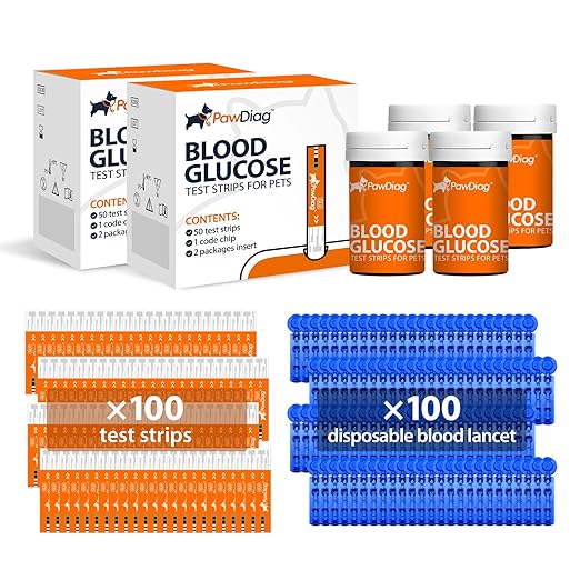 Pet Glucose 100 Test Strips & 100 Lancets(Double the Standard Supply 50) – Refill Pack for Dogs & Cats, Compatible with PawDiag Blood Glucose Monitor