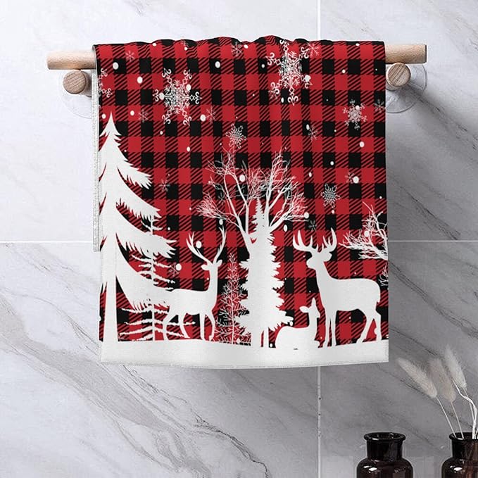 Christmas and New Year Hand Towels for Bathroom Set of 2 Bath Hand Towels Soft Absorbent Decorative Hand Towel for Bathroom Kitchen Yoga Home Decor 14 x 28 in