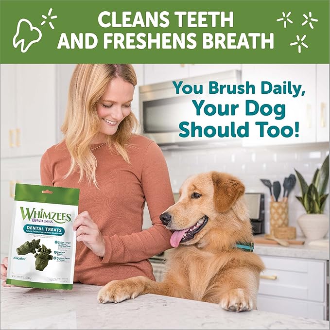 Whimzees Wellness Alligator Dog Dental Treats, Large Size, (6 Count)