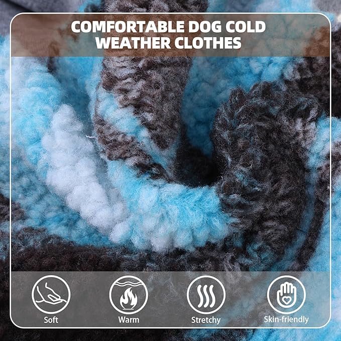 PUPTECK Dog Hoodie Puppy Sweatshirt Warm Dog Sweater Winter Clothes Cold Weather Coats for Small Medium Large Dogs, Blue, L