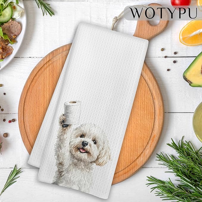 Funny Bichon Frise Gifts Bathroom Hand Towels, Bichon Frise Dog Lovers Gifts Decorative Hand Towels for Kids Guest Bathroom Washroom Half Bath, 16X24 Inch