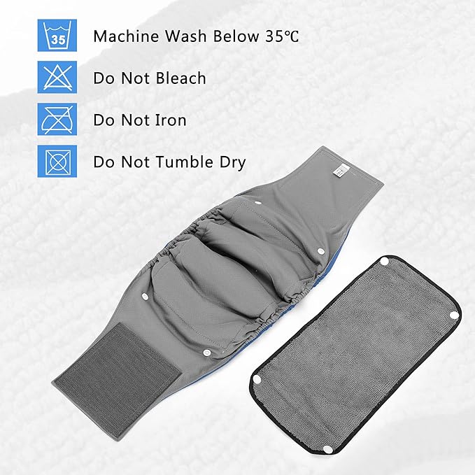 Teamoy Belly Bands for Male Dogs with Removable Pads, Reusable Washable Puppy Dog Diaper Wraps with Gray Lining(Pack of 3),L1