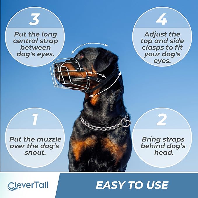 XL Metal Dog Muzzle for Large Sized Dogs – Heavy Duty Rottweiler Muzzle – Basket Extra Large Dog Muzzles for Barking and Biting Cane Corso, Mastiff, Labrador, Bulldog and Other Big Breeds