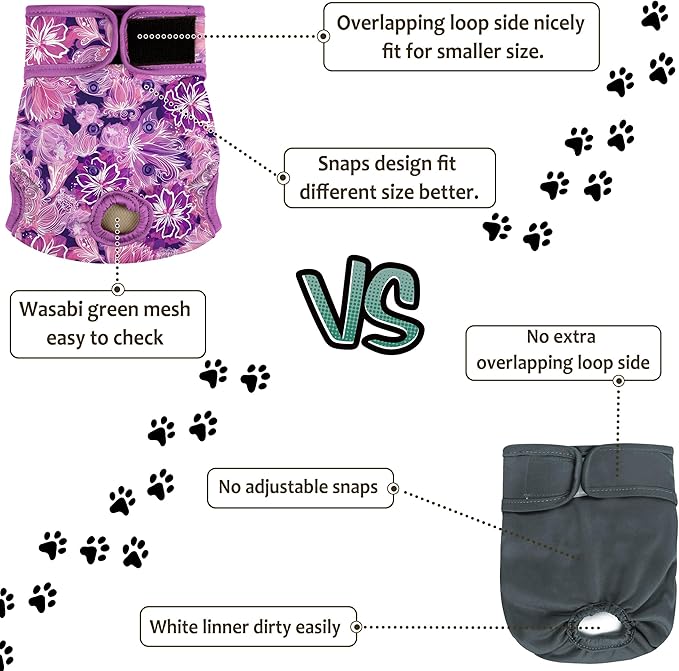 Female Dog Diapers - Premium Reusable Diapers for Doggie in Heat - Highly Absorbent for Pet Incontinence with Adjustable Snaps Butterfly, S