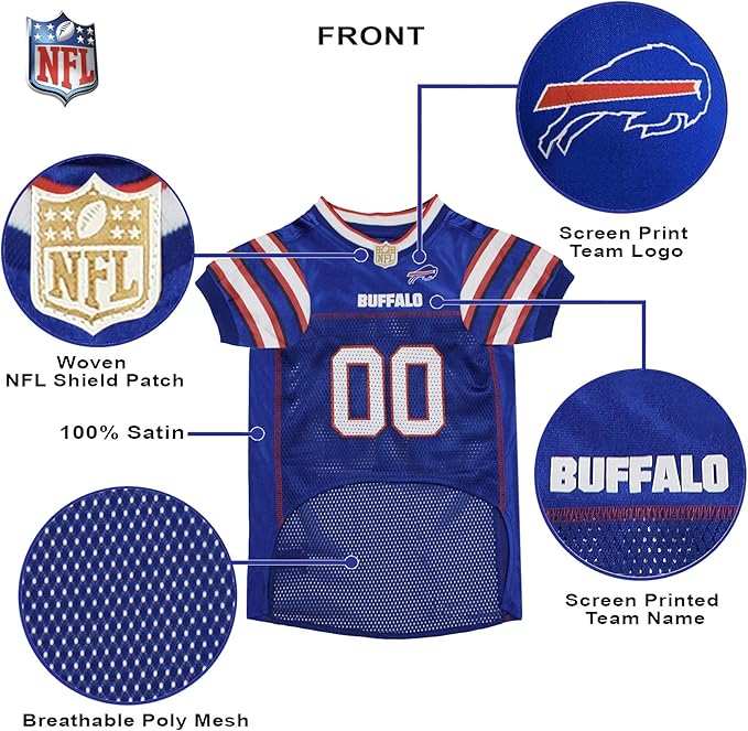 NFL Buffalo Bills Dog Jersey - XX-Large, Football Jersey Costume for Dogs