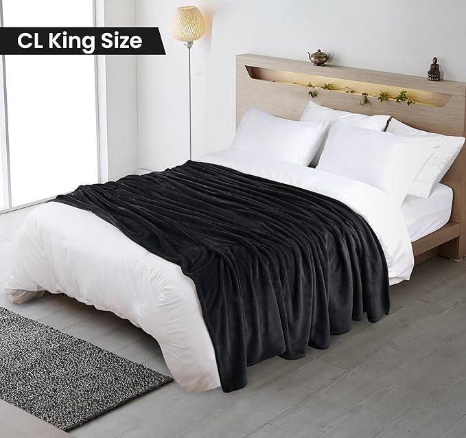 Utopia Bedding Black Fleece Blanket California King Size Lightweight Fuzzy Soft Anti-Static Microfiber Bed Blanket (102x96 Inch)