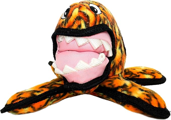 TUFFY® - World's Tuffest Soft Dog Toy - Alien - Multiple Layers. Made Durable, Strong & Tough. Interactive Play (Tug, Toss & Fetch). Machine Washable & Floats. (Fire, Large 2 Pack)