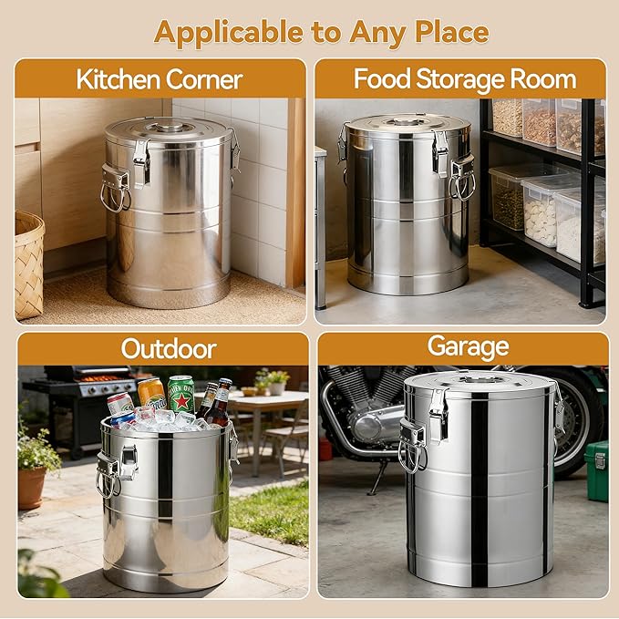 Newget 45 Lbs Stainless Steel Dog Food Storage Container, Large Airtight Pet Food Storage Bin with Lid to Keep Fresh, Metal Container with Scoop for Dog, Cat, Bird Seed, Rice, Grain & Kitchen Pantry