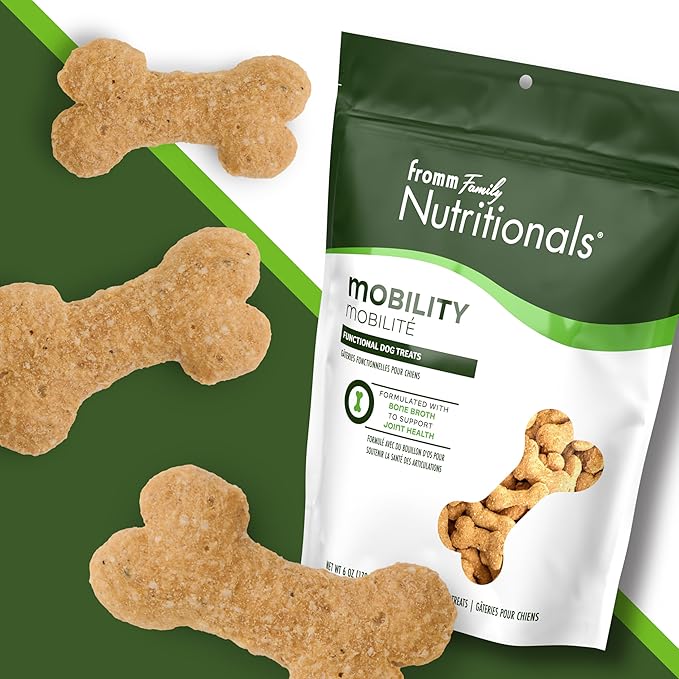 Fromm Family Nutritionals Mobility Dog Treats - Premium Dog Treats for Joint Integrity, Comfort, & Flexibility - Contains Glucosamine, Chondroitin, Eggshell Meal, & Green Lipped Mussels - 6 oz