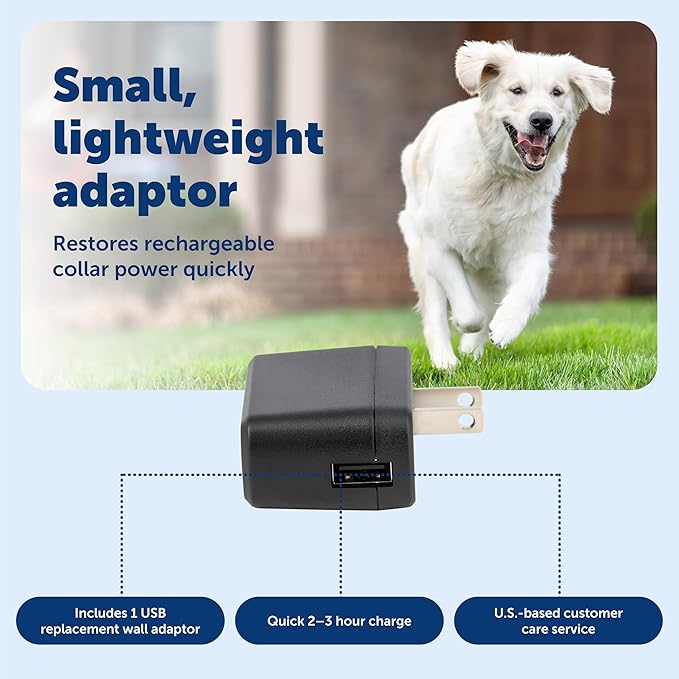 PetSafe USB Replacement Wall Adaptor - Efficient Charging - Wall Charger for Receiver Collars - Compact Design - Compatible with Wireless Fence & In-Ground Fence Systems