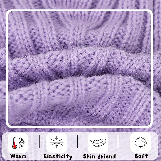 Small Dog Sweater Fall Puppy Sweater Winter Warm Girl Dog Clothes Turtleneck Pullover Coat Pet Clothing for Chihuahua Teacup Yorkie (Purple X-Small)