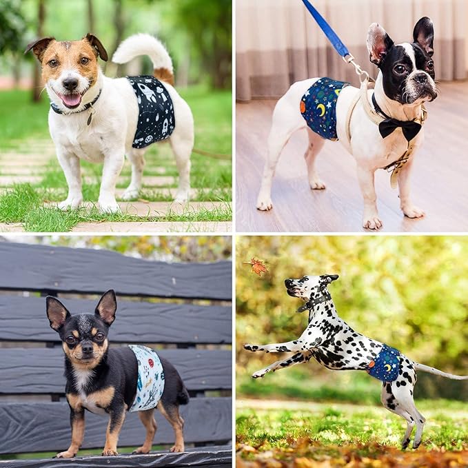 Pet Soft Dog Belly Band - 3 Packs Reusable Dog Diapers Male Doggy Diapers Wraps - Washable Dogs Belly Bands for Male Dogs (Army, S)
