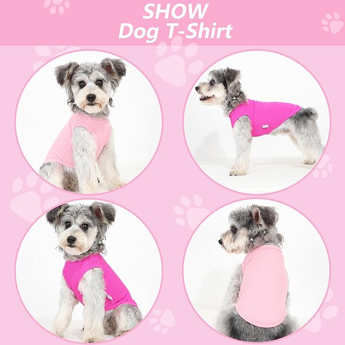 2 Pack Dog Clothes for Small Dogs Summer Dog Shirt Vest Girl Boy Lightweight Puppy T-Shirts Blank Soft and Cool Pet Clothing Sleeveless Medium Large Dog Outfit (Pink+D-Pink, Small)