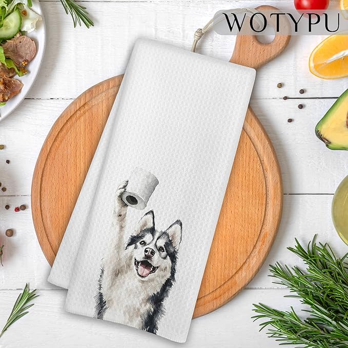 Funny Husky Gifts Bathroom Hand Towels, Husky Dog Lovers Gifts Decorative Hand Towels for Kids Guest Bathroom Washroom Half Bath, 16X24 Inch