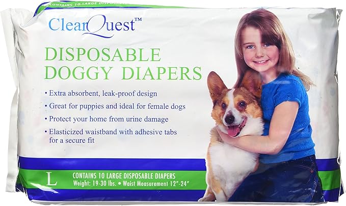 ClearQuest Disposable Doggy Diapers, Super Absorbent Leak-Proof Pet Diapers