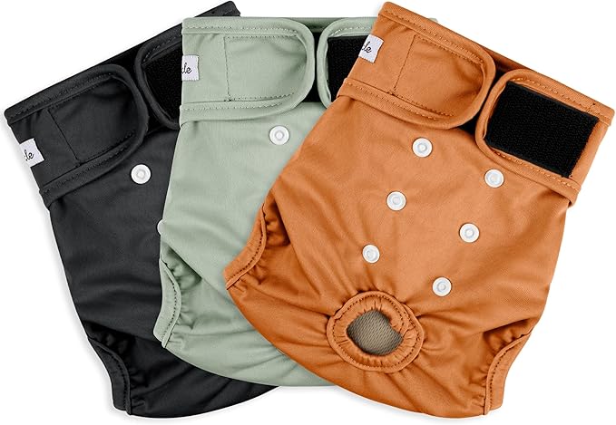 Female Dog Diapers - Premium Reusable Diapers for Dogs in Heat - Highly Absorbent, Leak-Free with Adjustable Snaps, Brown Black, M, 1 Pack