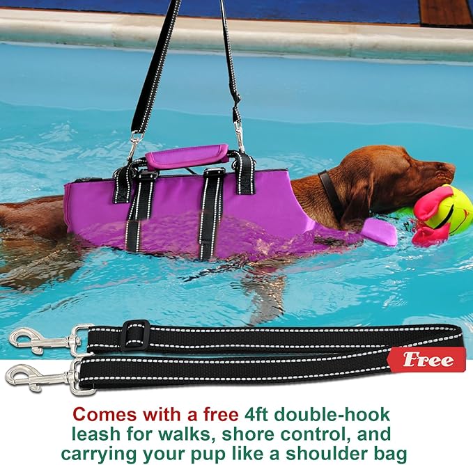 Fragralley Dog Life Jacket with Self-Locking Zipper, High-Buoyancy Ripstop Dog Swimming Vest, Floating Vest with Rescue Handle for Swimming and Boating, PFD Available for Small, Medium, and Large Dogs