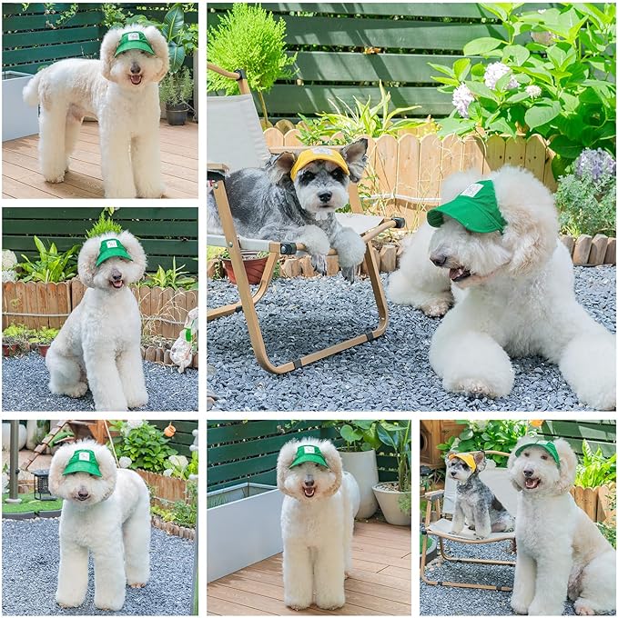 Pet Dog Baseball Cap, Cat Hat, Cat Dog Sun Cap with Ear Holes, Adjustable Puppy Outdoor Sun Hat (Green, X-Large)