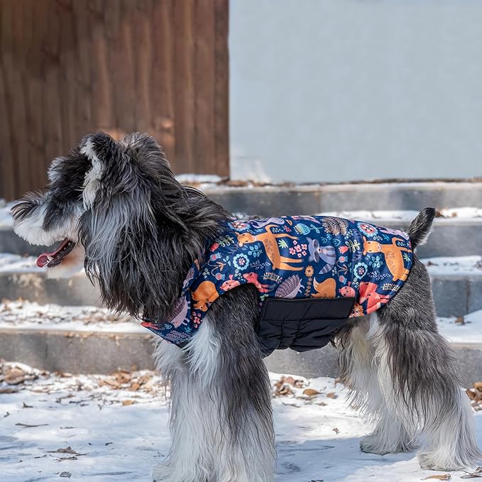 CuteBone Winter Dog Coat - Waterproof Windproof Reversible Jacket with Leash Hole - Thick Adjustable Soft Coats for Small to Large Dogs