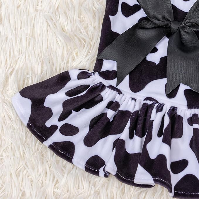 CuteBone Turtleneck Dog Velvet Dress Puppy Skirt Costume Pet Clothes Cat Apparel with Bow Hair Rope for Small Dogs CVD07S
