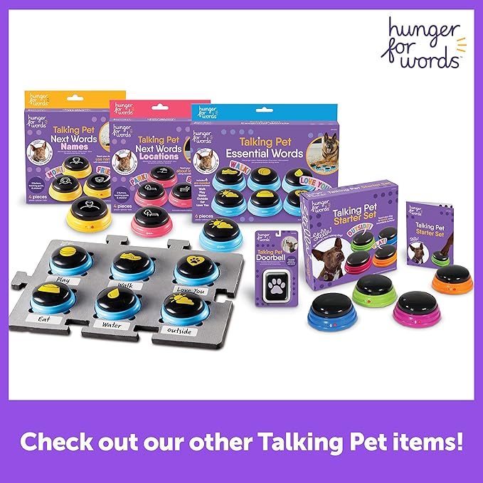 Hunger for Words Talking Pet Button Mat - 1pc Talking Dog Button Mat, Talking Dog Button Storage, Single Mat Holds Up to 6 Buttons (Buttons Sold Separately) (Pack of 2)
