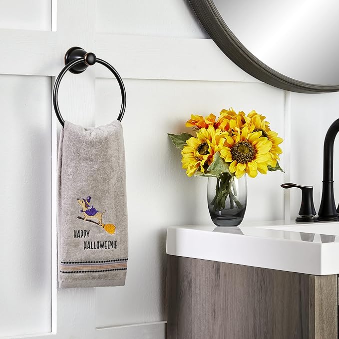 SKL Home Halloween Happy Halloweenie Hand Towel 2pc Set for Bath/Kitchen/Bar & Gift, Gray