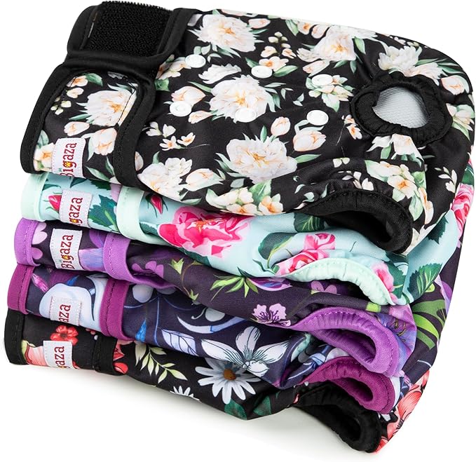 Washable Reusable Female Dog Diapers(5 Pack) Small Medium Large Doggie Puppy & Doggy Dog Diaper, Period Panties in Heat X-Large