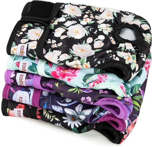 Washable Reusable Female Dog Diapers(5 Pack) Small Medium Large Doggie Puppy & Doggy Dog Diaper, Period Panties in Heat Medium