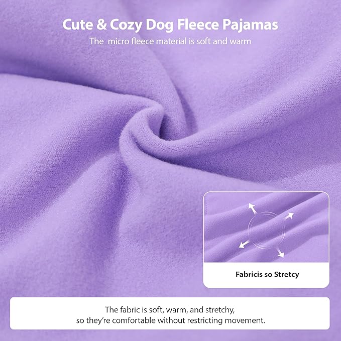 Dog Clothes for Small Dogs Winter Pajamas Dog Sweater Girl Boy Warm Soft Puppy Pjs Stretchy Jumpsuit Doggie Pet Outfits XXS~L (Purple, Medium)