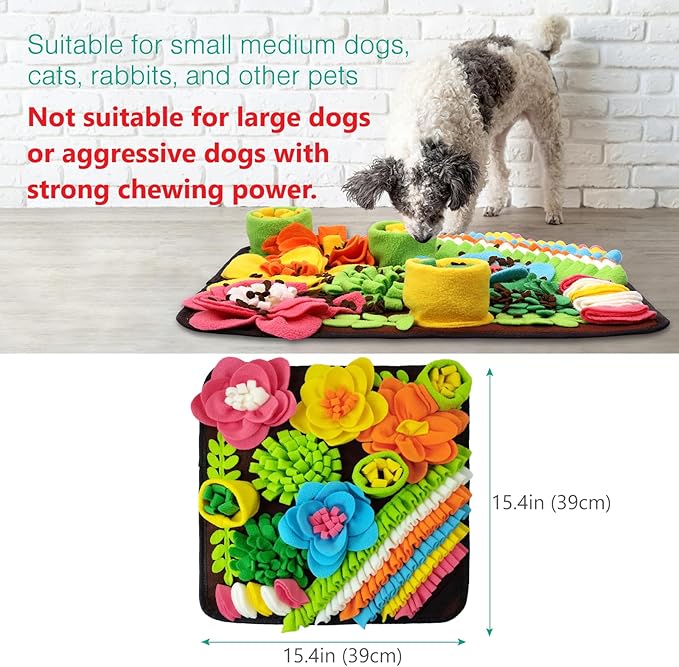 ORIA Pet Snuffle Mat, 15.4x15.4'' Interactive Sniff Mat, Dog Treats Feeding Mat for Slow Eating, Boredom, Encourages Natural Foraging Skills, Nosework Feeding Mat for Small Dogs Cats Rabbits