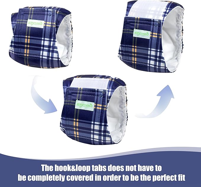 wegreeco Small Dog Diapers Male,Reusable Belly Bands for Male Dogs,Washable Doggie Puppy Male Diapers Wraps,Medium Large Size (5 Pack Large, Checkered Pattern)