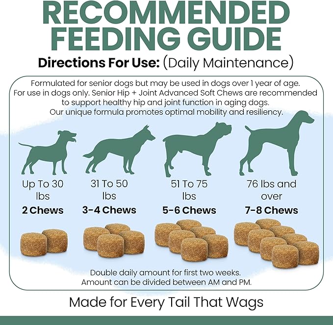 Chew + Heal Labs Glucosamine for Dogs Hip and Joint Supplement - 120 Senior Dogs Mobility Soft Chews - Made with Glucosamine, MSM, Chondroitin, Green Lipped Mussels and More - Made in The USA