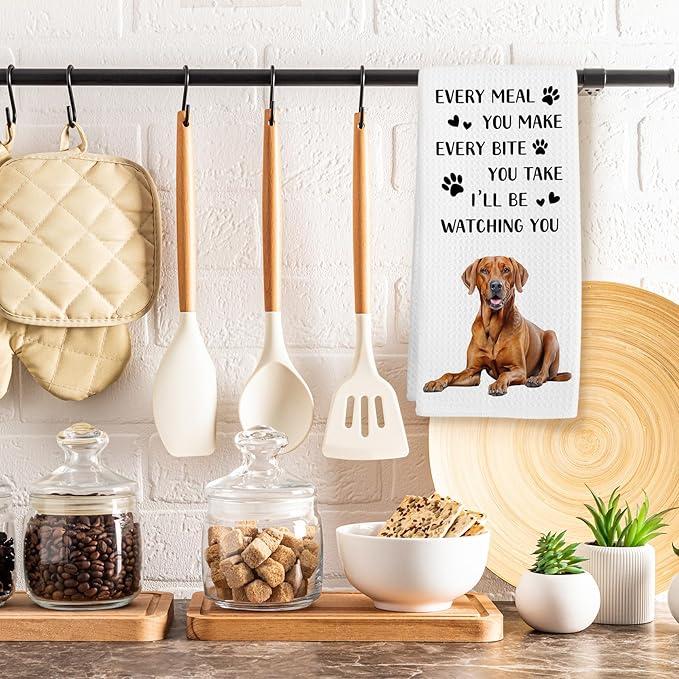 Rhodesian Ridgeback Dog Kitchen Towels, Rhodesian Ridgeback Gifts for Women Owners Hand Towel, Every Meal You Make Funny Decorative Tea Dish Towels for Kitchens, Dog Kitchen Decor, 16x24in