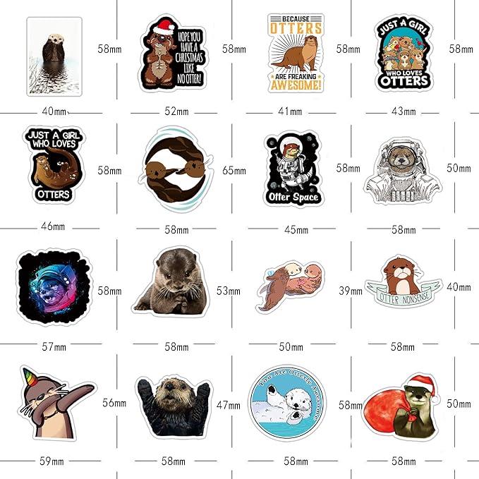 The Eurasian River Otter Cute Cartoon Animal Stickers 50pcs Pack | Kawaii Deacls Graffiti Vinyl PVC Waterproof for Adults Water Bottle Laptop Phone Skateboard Scrapbook