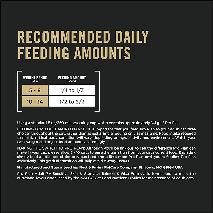 Purina Pro Plan Sensitive Skin and Stomach Senior Cat Food Salmon and Rice Formula - 3.5 lb.
