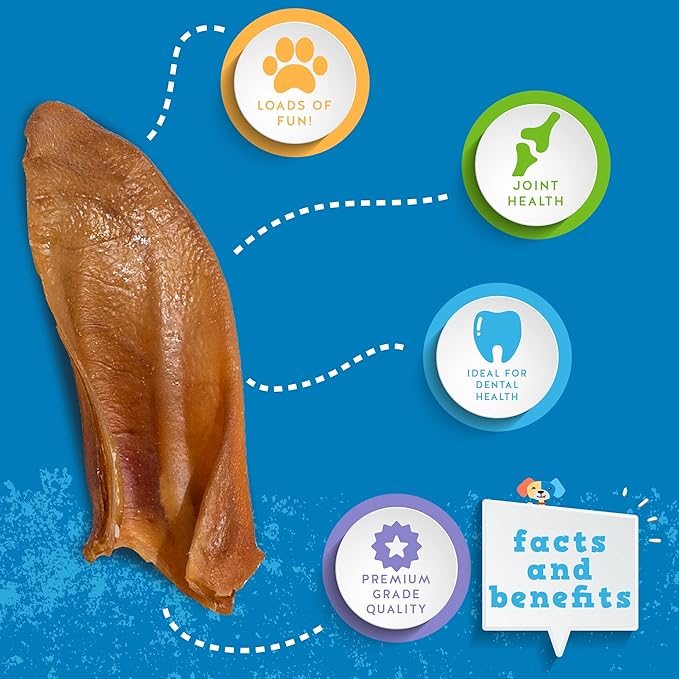 Jack&Pup Half Pig Ears for Dogs (18 Pack) - All Natural Single Ingredient Pigs Ears Halves - Premium Dog Ear Treat - Dog Chew Treats for Large and Small Breeds