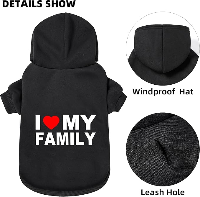 GreenJoy Dog Sweater Dog Hoodie Cold Weather Coat Hooded Sweatshirt for Puppies,Cats, Small Medium Large Dogs (Black(Family), X-Large)