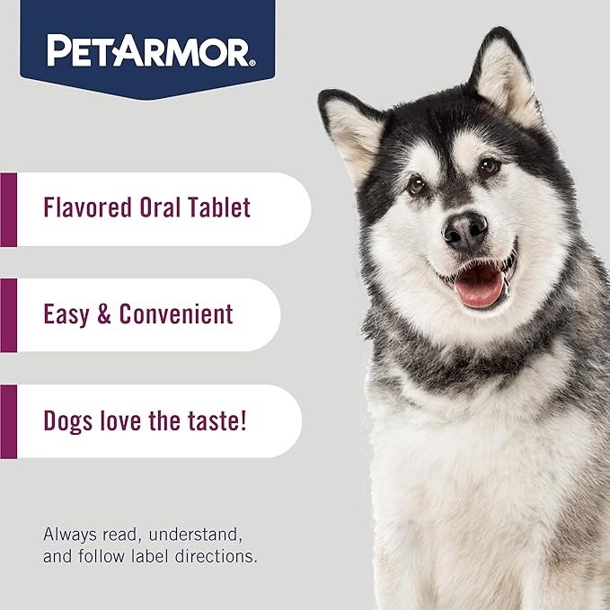 PetArmor 7 Way De-Wormer for Dogs, Oral Treatment for Tapeworm, Roundworm & Hookworm, Large Dog Dewormer (Over 25 lbs), Worm Remover (Praziquantel & Pyrantel Pamoate), 6 Flavored Chewables
