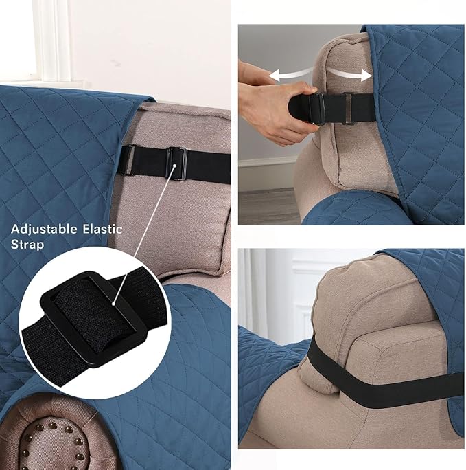 H.VERSAILTEX Water Repellent Sofa Cover Couch Cover Sofa Slipcover for Dogs Couch Protector Reversible Sofa Slipcover for 3 Cushion Couch Furniture Protector for Pets(Sofa, Dark Blue/Beige)