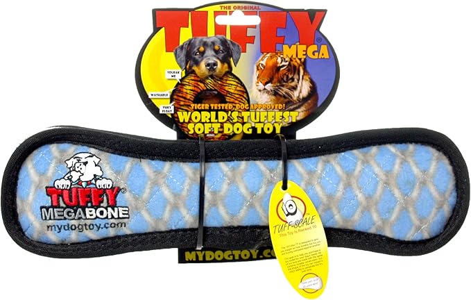 TUFFY - World's Tuffest Soft Dog Toy - MEGA - Squeakers - Multiple Layers. Made Durable, Strong & Tough. Interactive Play (Tug, Toss & Fetch). Machine Washable & Floats (Bone Chain Link, Large 2 Pack)