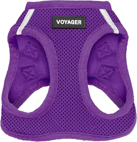 Best Pet Supplies Voyager Step-in Air Harness - All Weather Mesh, Reflective, No Pull Harness for Dogs, Cats - Secure with Hook & Loop Fastener, Buckle, Double D-Rings - Purple, L