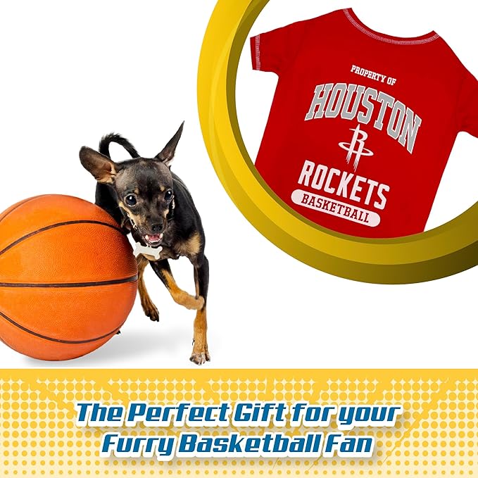 Pets First NBA Licensed Hoodies & T-shirt for Dogs & Cats, Houston Rockets, Large