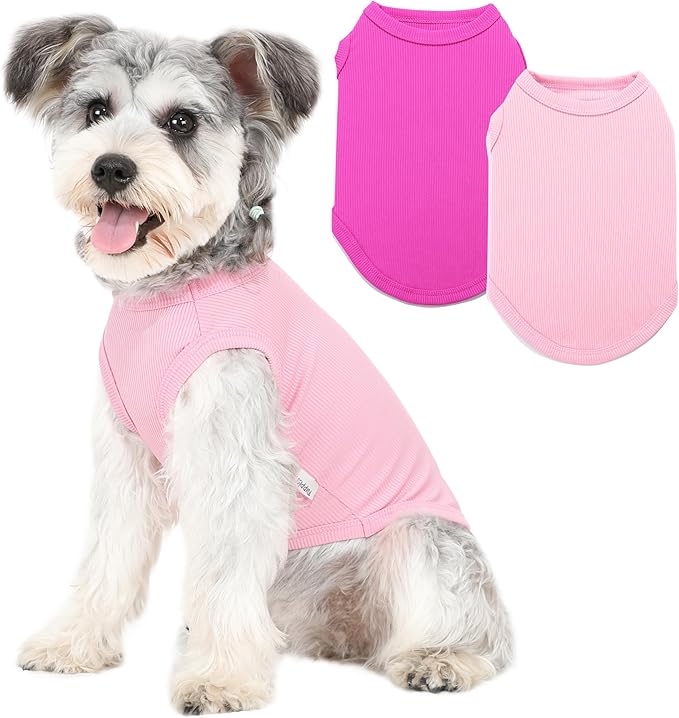 2 Pack Dog Clothes for Small Dogs Summer Dog Shirt Vest Girl Boy Lightweight Puppy T-Shirts Blank Soft and Cool Pet Clothing Sleeveless Medium Large Dog Outfit (Pink+D-Pink, X-Large)