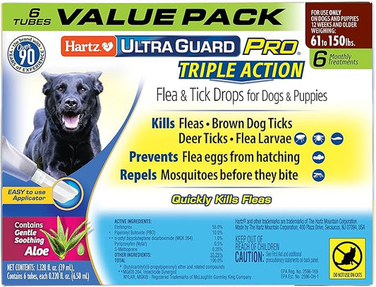 Hartz UltraGuard Pro Flea & Tick Topical Dogs & Puppies Treatment & Prevention, 6 Months, 61-150 lbs