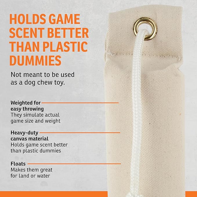 SportDOG Brand Natural Canvas Dummy - Hunting Dog Training Tool - Weighted and Includes Rope for Throwing - Floats